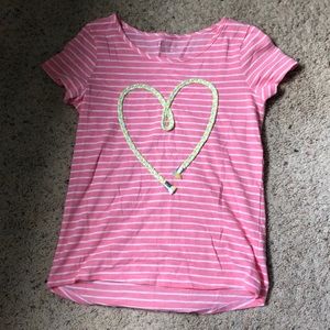 Pink and white tee shirt